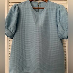 Sky Blue waffle Textured Blouse